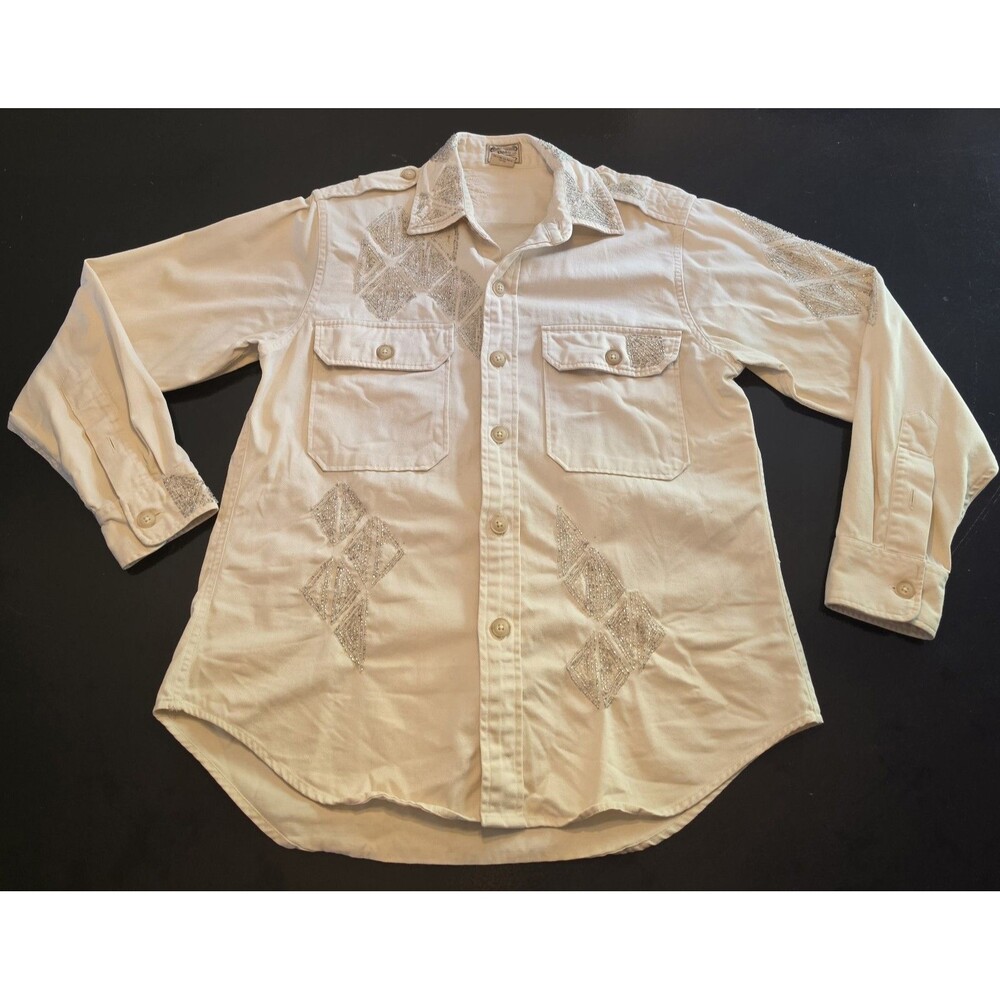 Polo Ralph Lauren Size M Long Sleeve Shirt Sequin Embroidery VTG Boho Western